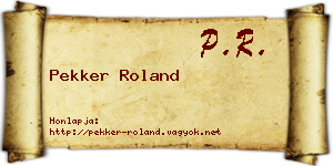 Pekker Roland névjegykártya